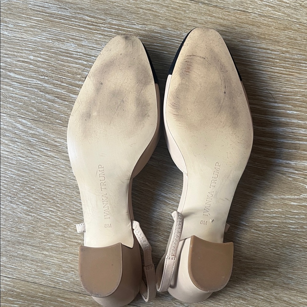 Ivanka Trump Liah Cap Toe Slingback Nude Block Heels sz 8 - Picture 12 of 14